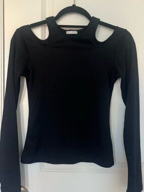 Zara Black Cut Out Fitted Long Sleeve Top​